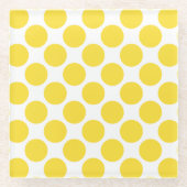 ヒマワリの黄色い水玉模様 ガラスコースター (正面)