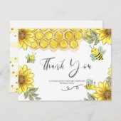 ヒマワリの黄色い蜂のサンキューカード サンキューカード (正面/裏面)