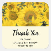 ヒマワリの黄色のフィールド写真ありがとう スクエアシール (正面)