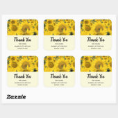 ヒマワリの黄色のフィールド写真ありがとう スクエアシール (シート)