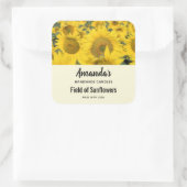 ヒマワリの黄色のフィールド写真キャンドル スクエアシール (バッグ)