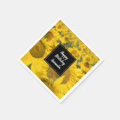 ヒマワリの黄色のフィールド写真誕生日 スタンダードカクテルナプキン (角)