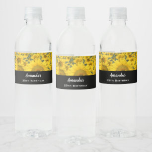ヒマワリの黄色のフィールド写真誕生日 ペットボトルラベル
