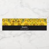 ヒマワリの黄色のフィールド写真誕生日 ペットボトルラベル (シングルラベル)