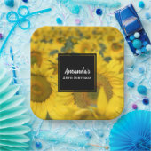 ヒマワリの黄色のフィールド写真誕生日 ペーパープレート (パーティー)