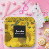 ヒマワリの黄色のフィールド写真誕生日 ペーパープレート (パーティー)