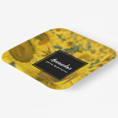 ヒマワリの黄色のフィールド写真誕生日 ペーパープレート (傾斜あり)