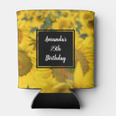ヒマワリの黄色のフィールド写真誕生日 缶クーラー (裏面)