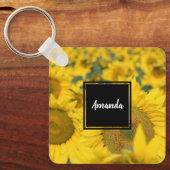 ヒマワリの黄色のフィールド写真 キーホルダー (正面)