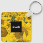 ヒマワリの黄色のフィールド写真 キーホルダー (裏面)