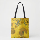 ヒマワリの黄色のフィールド写真 トートバッグ (正面)