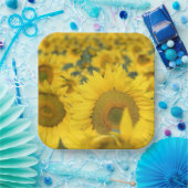 ヒマワリの黄色のフィールド写真 ペーパープレート (パーティー)