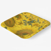 ヒマワリの黄色のフィールド写真 ペーパープレート (傾斜あり)