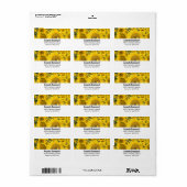 ヒマワリの黄色のフィールド写真 ラベル (フルシート)