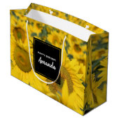 ヒマワリの黄色のフィールド写真 ラージペーパーバッグ (裏面アングル)
