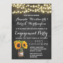 ヒマワリの黒板の婚約パーティの招待状 招待状