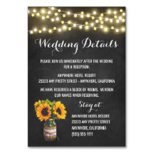 ヒマワリの黒板の披露宴 + ホテルカード