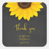 ヒマワリの黒板の田舎風の結婚式場 スクエアシール (正面)