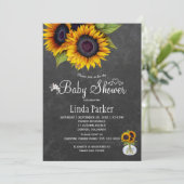 ヒマワリの黒板の秋の赤ちゃんシャワー 招待状 (スタンド正面)