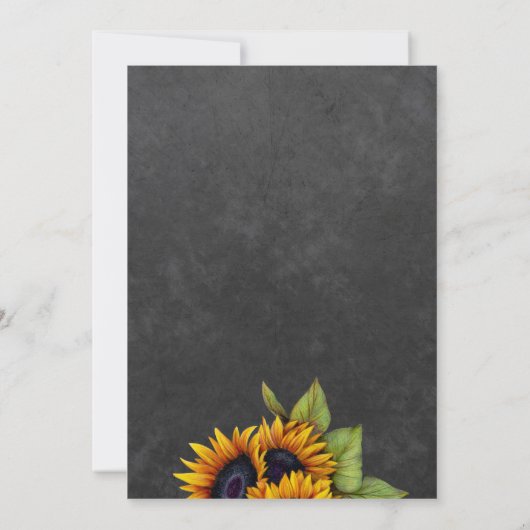 ヒマワリの黒板の秋の赤ちゃんシャワー 招待状 (裏面)