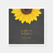 ヒマワリの黒板の素朴なフローラ結婚のナプキン スタンダードカクテルナプキン (正面)