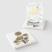 ヒマワリの黒猫 ストーンコースター (横)