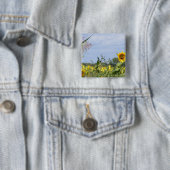 ヒマワリの（昆虫）オオカバマダラ、モナーク-カスタマイズ! 缶バッジ (インサイチュ)