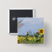 ヒマワリの（昆虫）オオカバマダラ、モナーク-カスタマイズ! 缶バッジ (正面&裏面)