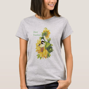 ヒマワリの《鳥》アメリカゴガラ付き鳥フィーダーユーモア Tシャツ