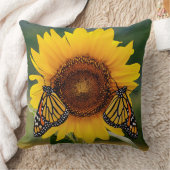 ヒマワリのButterfies （昆虫）オオカバマダラ、モナーク クッション (ブランケット)