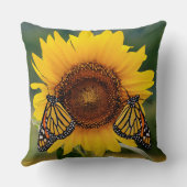 ヒマワリのButterfies （昆虫）オオカバマダラ、モナーク クッション (裏面)