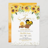 ヒマワリはアフロガールベビーシャワーの途中にある 招待状 (正面/裏面)