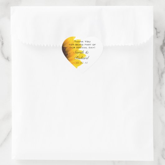 ヒマワリはハートの結婚式の引き出物のステッカー感謝していしています ハートシール (バッグ)