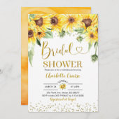 ヒマワリはブロンドの女の子の赤ちゃんシャワーの途中にある 招待状 (正面/裏面)