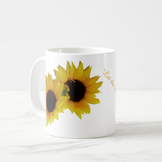 ヒマワリはマグの明るく黄色いヒマワリのコップをすくいます コーヒーマグカップ (正面左)