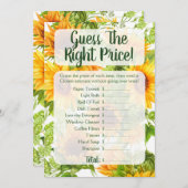 ヒマワリは価格を推測ブライダルシャワーゲーム 招待状 (正面/裏面)