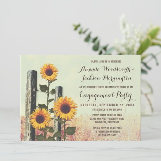 ヒマワリは婚約パーティの招待状を切り分けました 招待状 (スタンド正面)