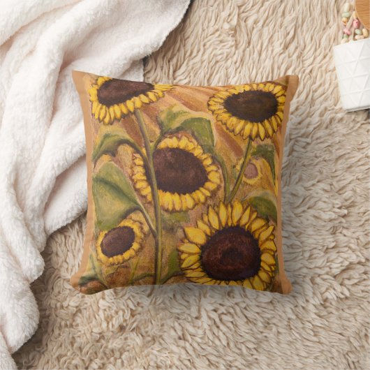 ヒマワリは明るいヒマワリの枕及び装飾を置きます クッション (ブランケット)