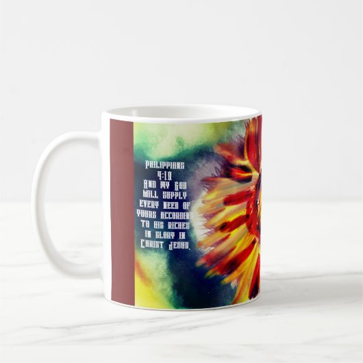 ヒマワリは神の時を信頼する コーヒーマグカップ (左)