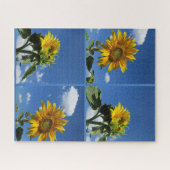 ヒマワリは黄色い青空の白い小さな輝きを放つ ジグソーパズル (横)