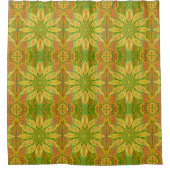 ヒマワリひまわりボヘミアンフローライエローグリーン シャワーカーテン (正面)