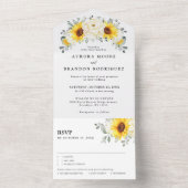 ヒマワリアイボリー牡丹フローラユーカリ結婚ス オールインワン招待状 (内側)