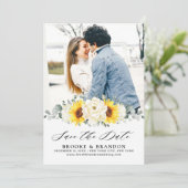 ヒマワリアイボリー牡丹フローラユーカリ結婚ス セーブザデート (スタンド正面)