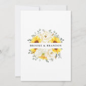 ヒマワリアイボリー牡丹フローラユーカリ結婚ス セーブザデート (裏面)