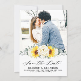 ヒマワリアイボリー牡丹フローラユーカリ結婚ス セーブザデート