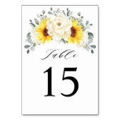 ヒマワリアイボリー牡丹フローラユーカリ結婚ス テーブルナンバー (正面)