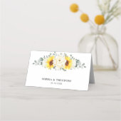 ヒマワリアイボリー牡丹フローラユーカリ結婚ス プレイスカード (裏面)
