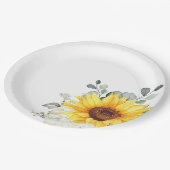 ヒマワリアイボリー牡丹フローラユーカリ結婚ス ペーパープレート (アングル)
