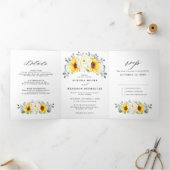 ヒマワリアイボリー牡丹フローラユーカリ結婚ス 三つ折り案内状 (内部)