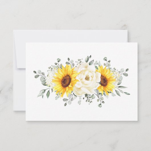 ヒマワリアイボリー牡丹フローラユーカリ結婚ス 出欠カード (裏面)
